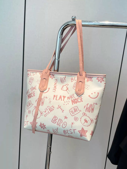 Graffiti Print Casual Tote Bag