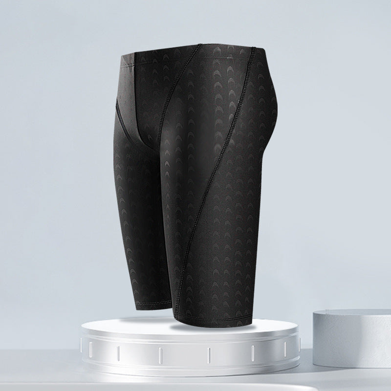 Shark Skin High Elastic Swimsuit Swimming Cap Suit Fifth Pants Quick-drying