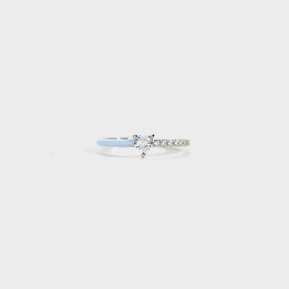 Heart Shape Inlaid Zircon Enamel Ring