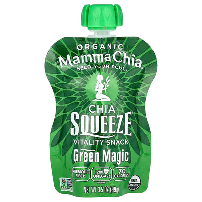 Mamma Chia Squeeze Vitality Snack - Green Magic - 16 Pack - 3.5 Oz.