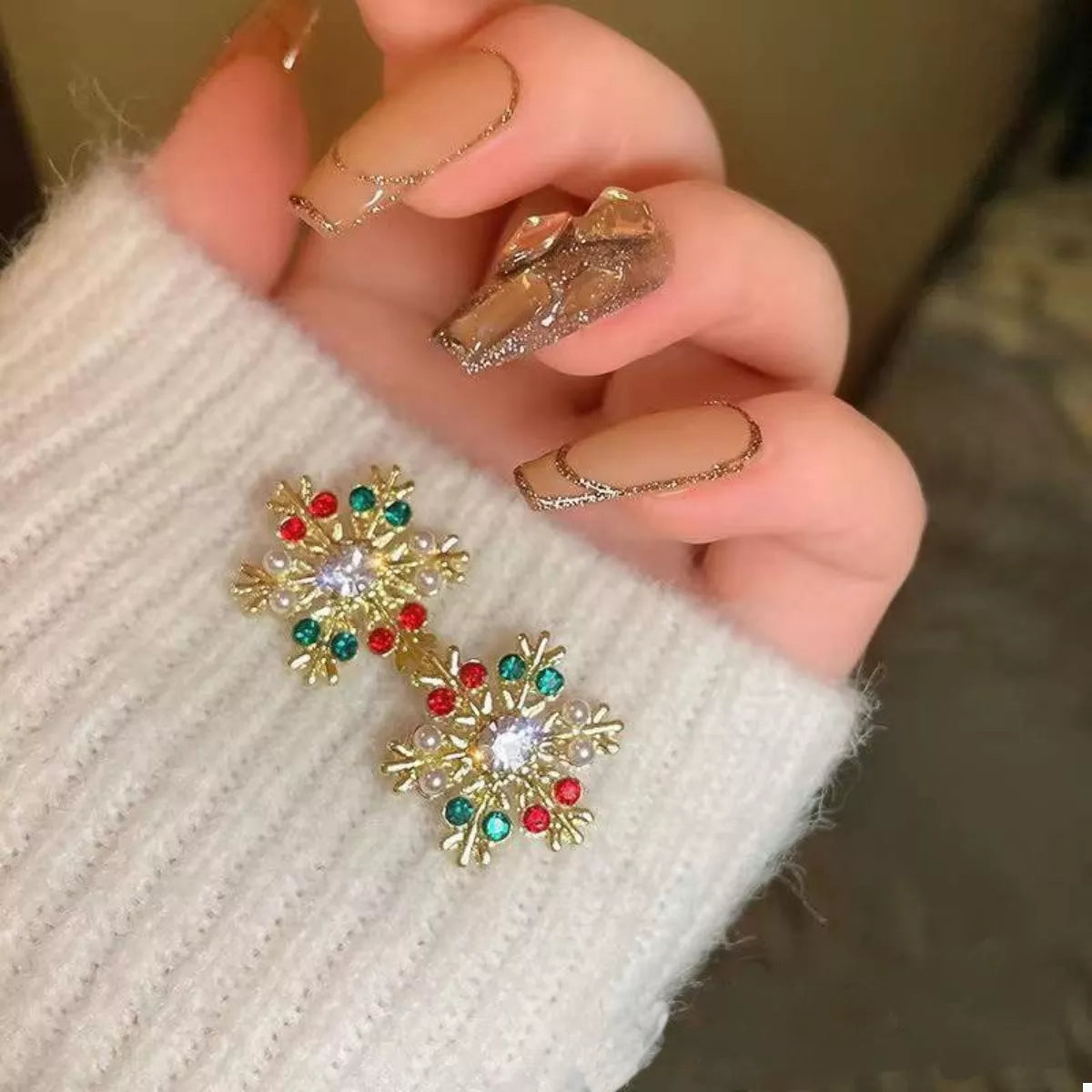 18K Gold-Plated Snowflake Stud Earrings