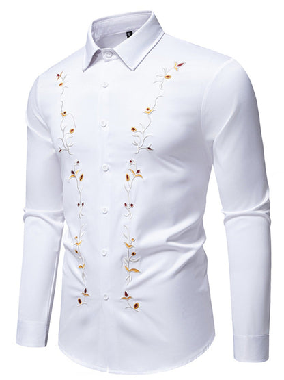 Men's Embroidered Long Sleeve Shirt