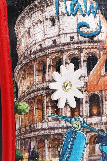 Nicole Lee USA Martha Travels Italy Multi Pocket Shoulder Bag