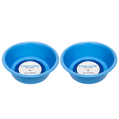 Country Living Set of 2 Coated Stainless Steel Heavy Dog Bowls - Ideal for Medium to Large Breeds