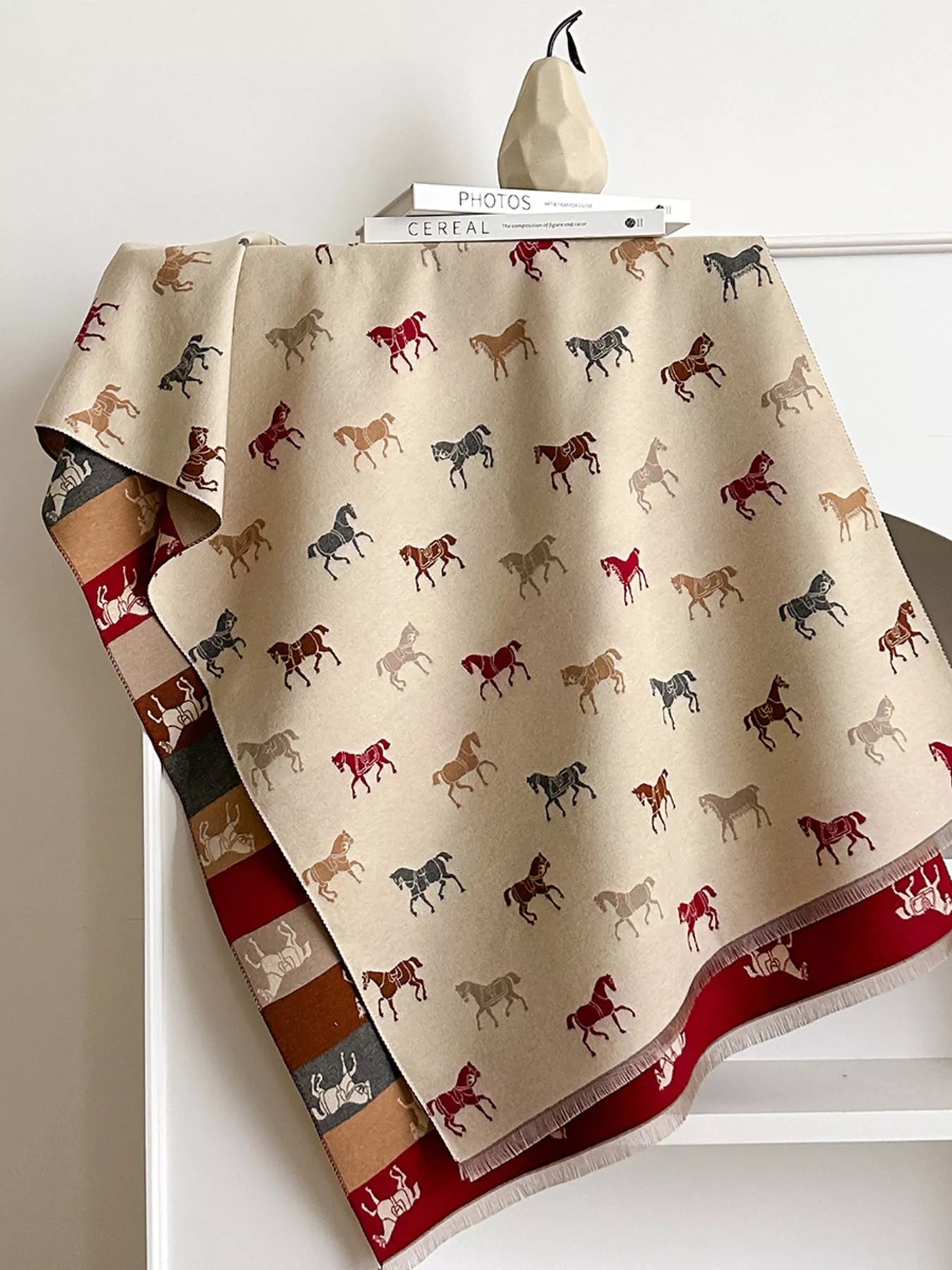 Horse Print Raw Hem Scarf