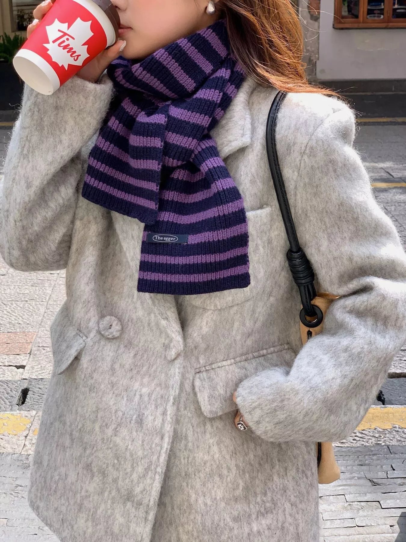 100% Wool Striped Knitted Winter Scarf