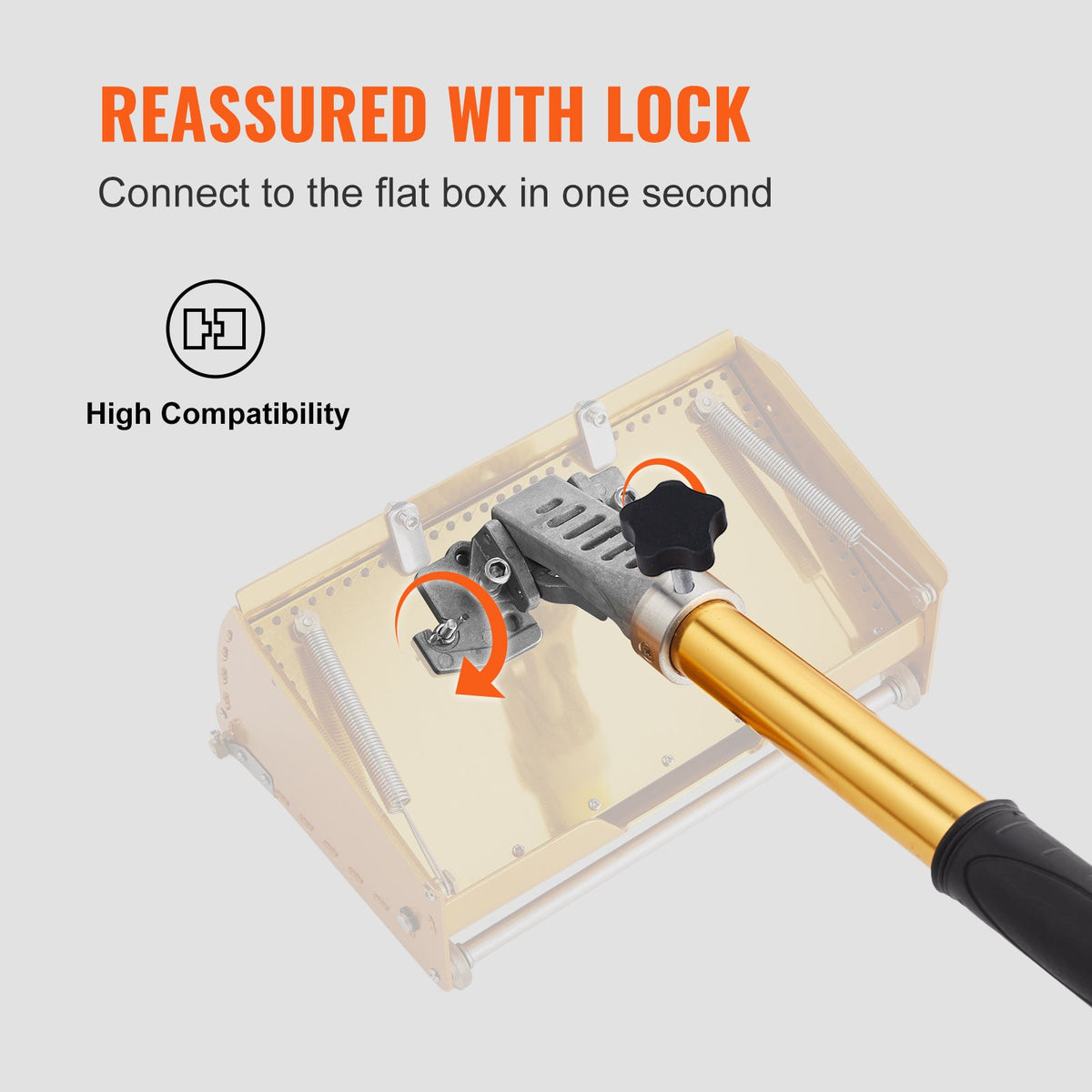 VEVOR Drywall Flat Box Handle, , Anodized Aluminum Flat Finishing Extension Handle, 5-Section Length Adjustable, Non-slip Grip And  Painting For Plasterboard, Wallboard, Sheetrock
