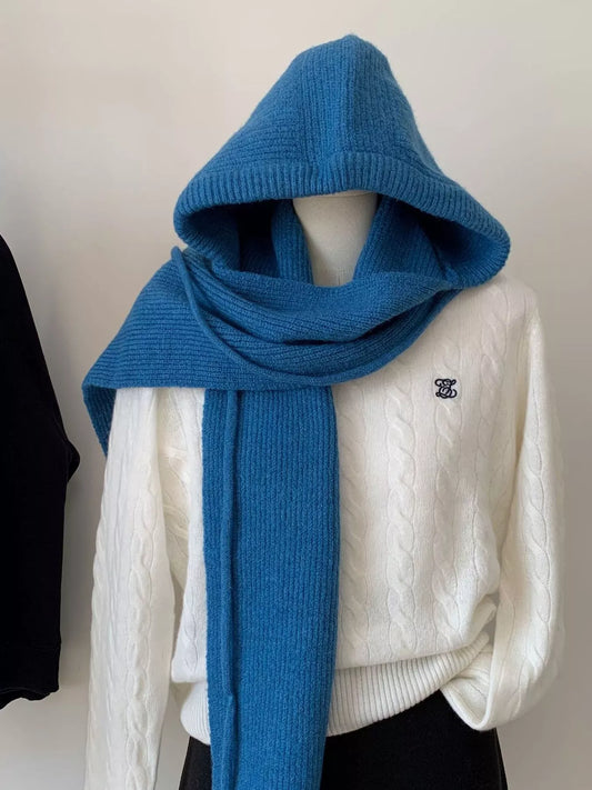 Knitted Solid Color Scarf Hat