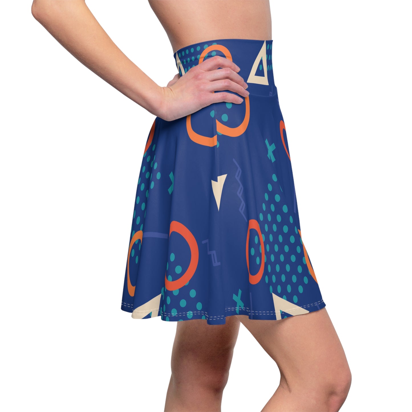 SK-046BL-24 High Waisted Skater Skirt Flared Skirt Plus Size Women's Skirt