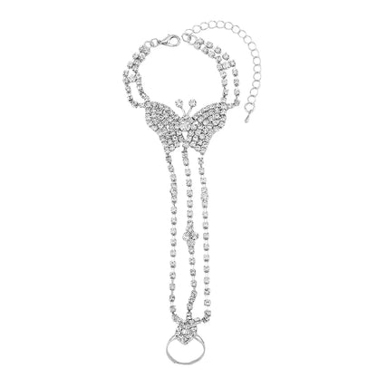 Rhinestone Butterfly Hand Chain Bracelet