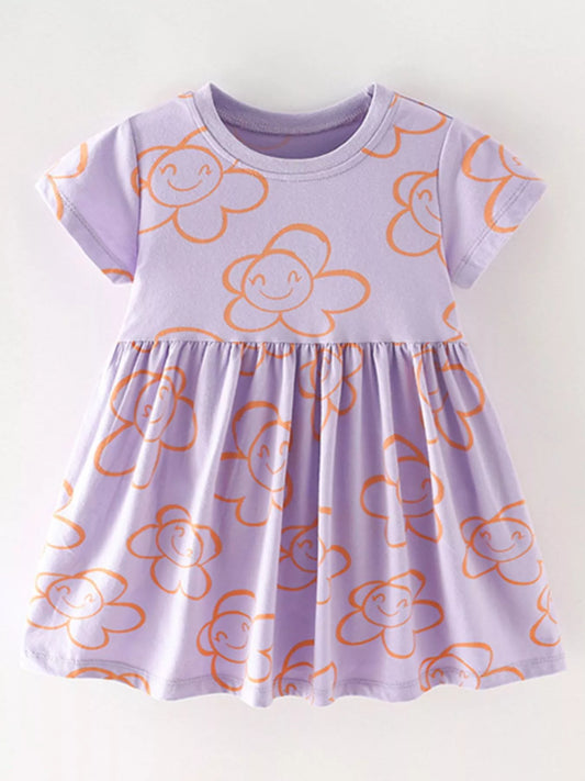Children's Flower Print Casual Dress