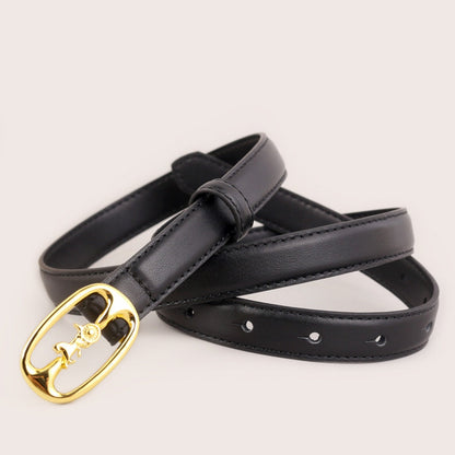 Leather Belt with Horse Carriage Buckle