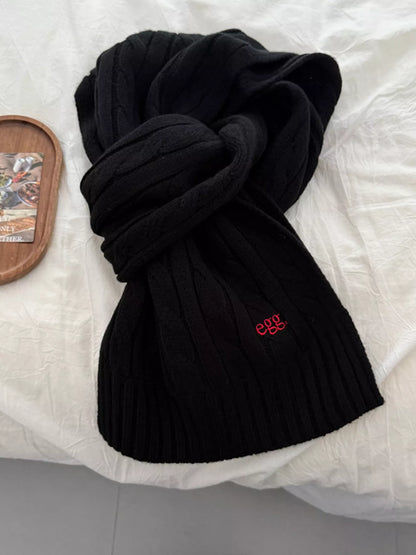 Ribbed Knitted Winter Scarf