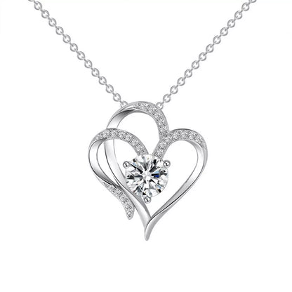 925 Sterling Silver Zircon Heart Necklace
