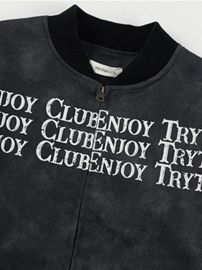 Men's Zip Up Letter Graphic Bomber Jacket
