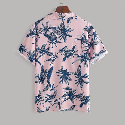 Men's Full Size Tropical Print Hawaiian Style Top and Shorts Set Plus Size