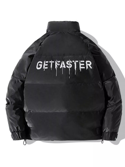 Men's Plus Size Striped Padded Puffer Jacket