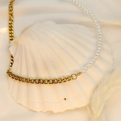 18K Gold-Plated Pearl Toggle Necklace
