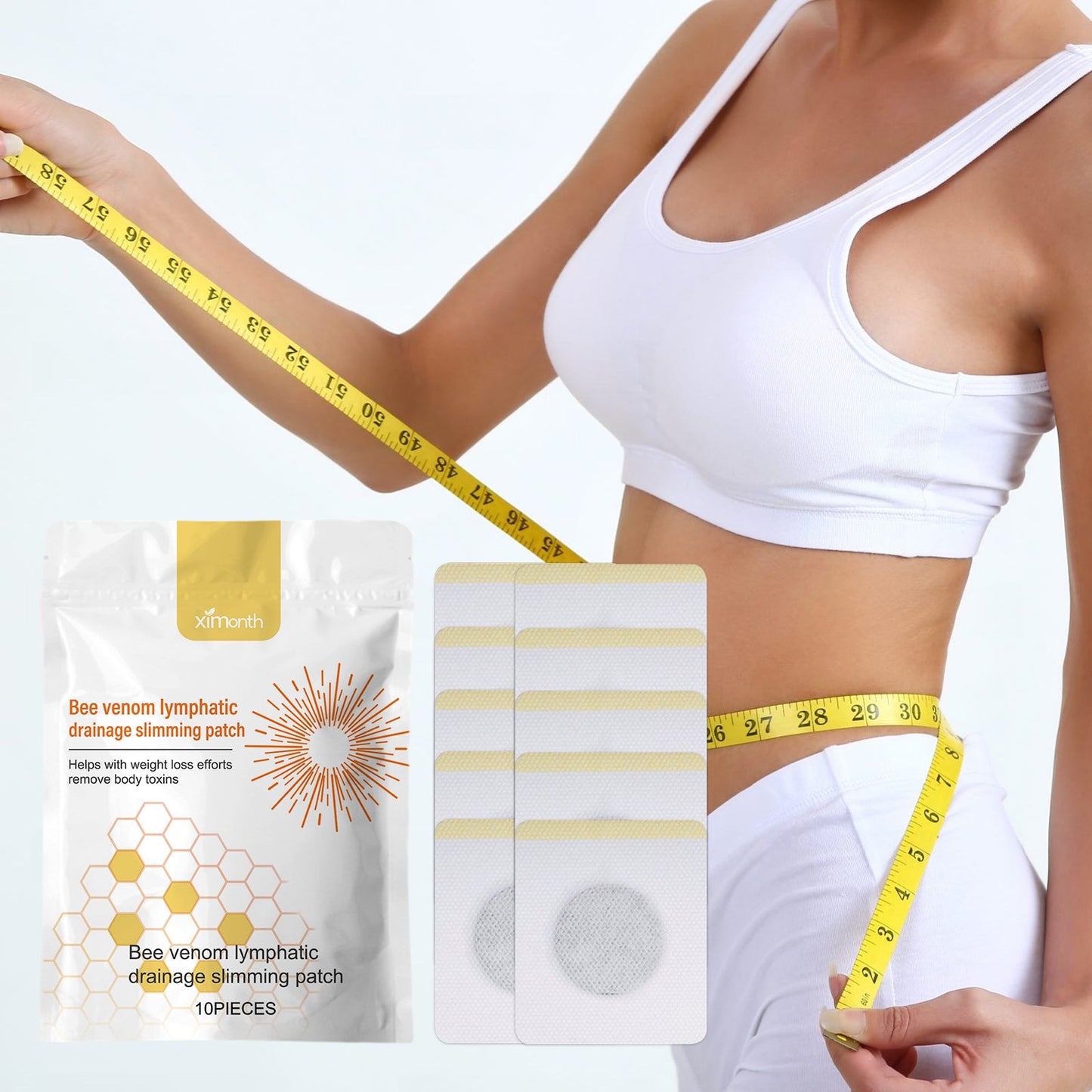 Ximonth Bee Venom Lymphoid Body Shaping Patch, Firming Flab Fat Belly Arms Bye Meat Body Lymph Care Patch