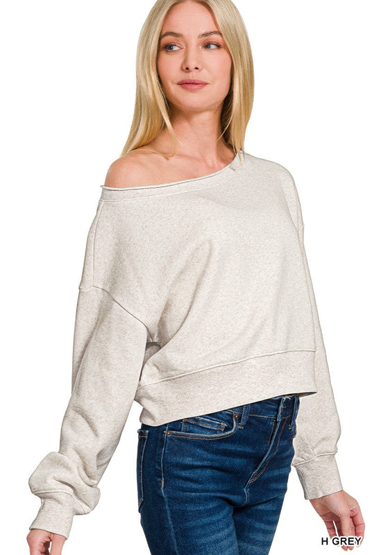 Zenana Fleece Boat-neck Sweatshirt