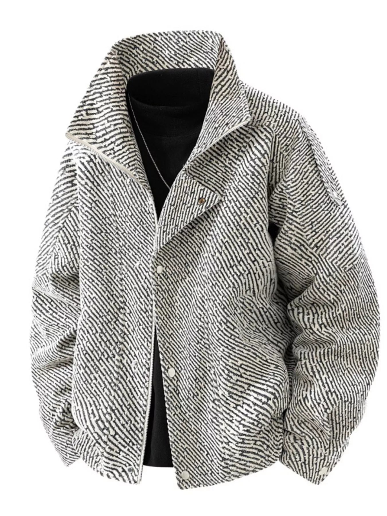 Men's Plus Size Snap Down Long Sleeve Jacket