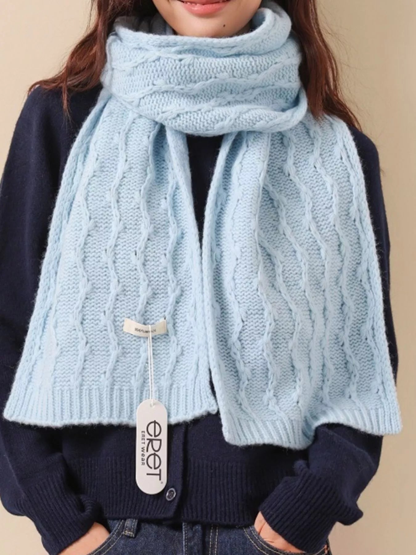 Wool Cozy Cable Knit Scarf