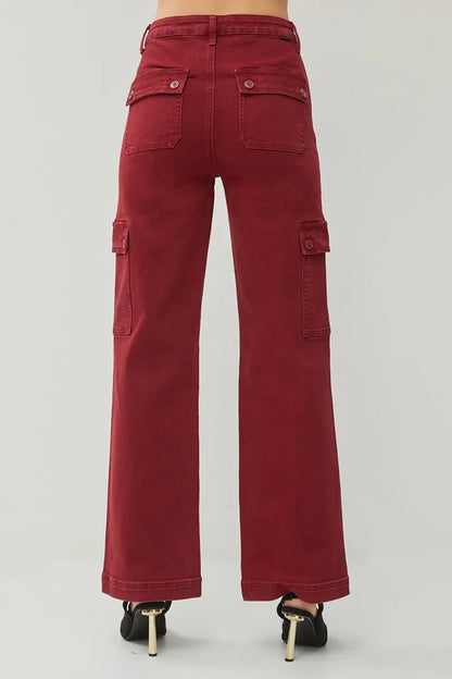 RISEN Full Size High Rise Wide Leg Cargo Jeans