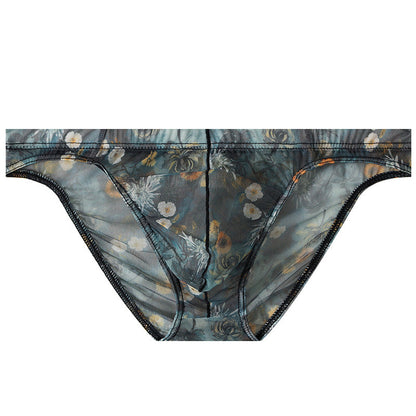 Ice Silk New-style Mens Briefs Personalized Print Breathable