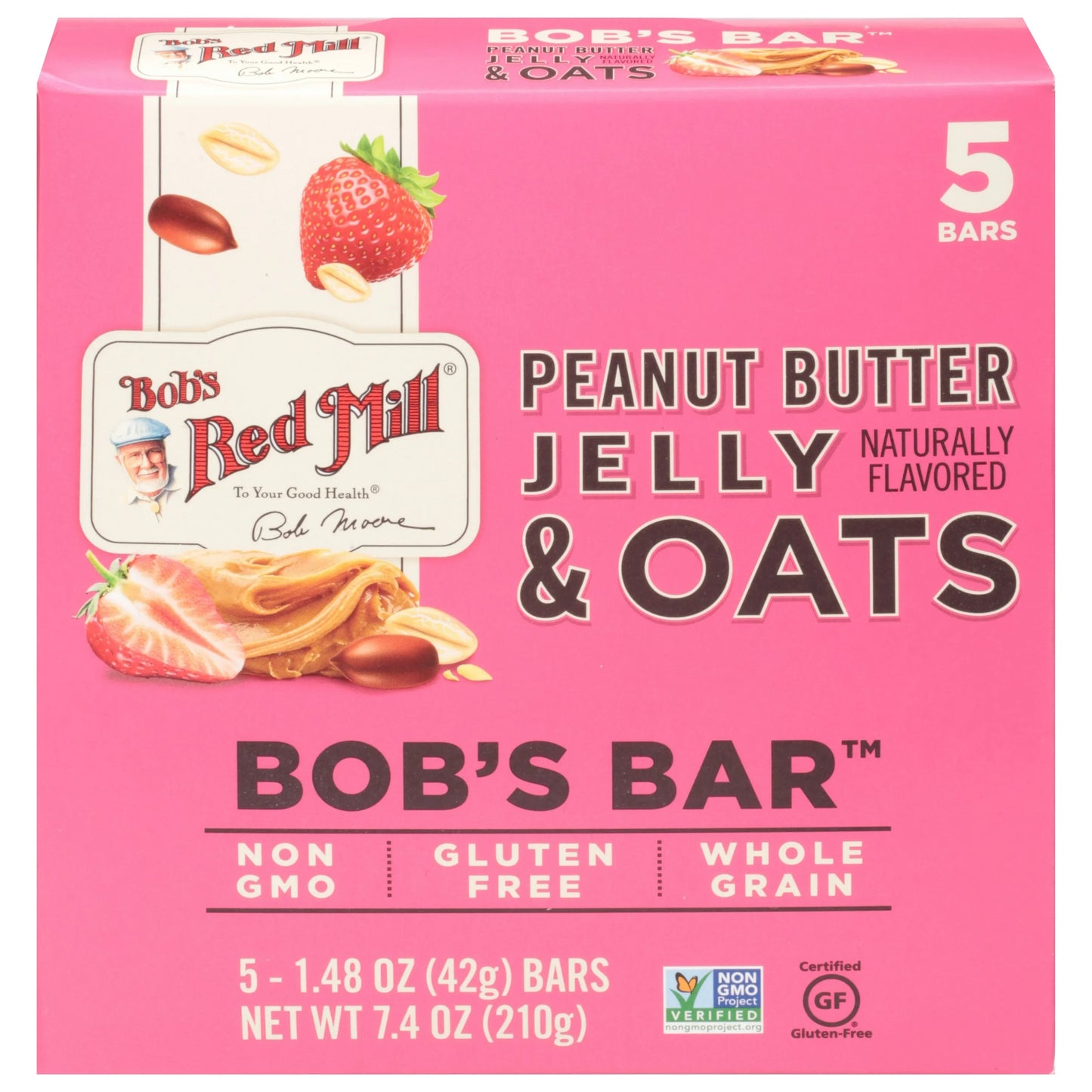 Bob's Red Mill - Peanut Butter Jelly Oat Bar, 7.4 oz (Pack of 6) - Gluten-Free Snack