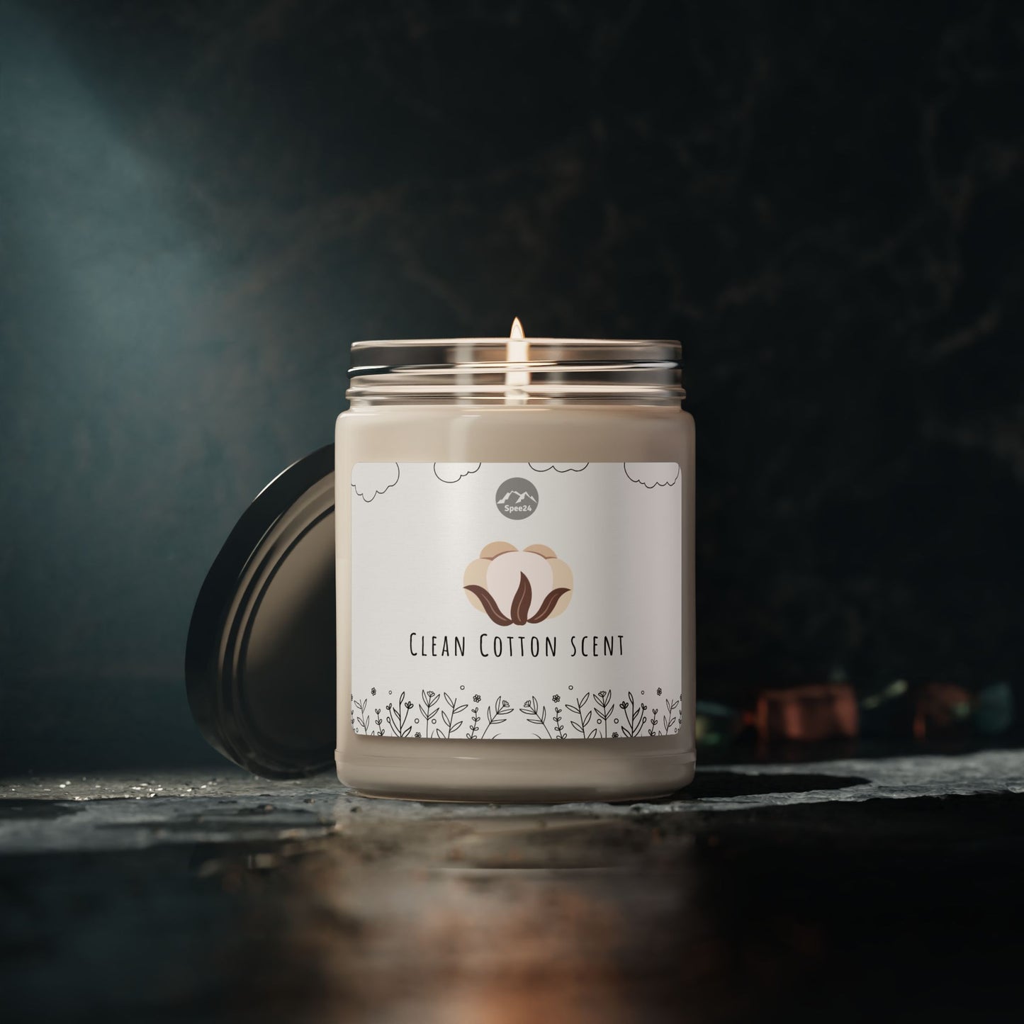Clean Cotton Scented Soy Candle, Aromatherapy Candle, Home Decor Gift, Eco-Friendly Candle, Relaxation Candle, Candle for Stress Relief-- 9oz