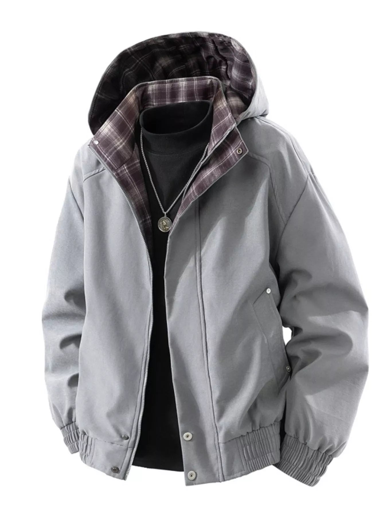 Men's Plus Size Zip Up Hooded Bomber Jacket