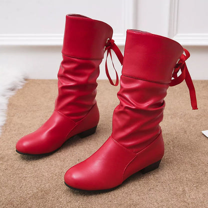 Round Toe Block Heels Boots