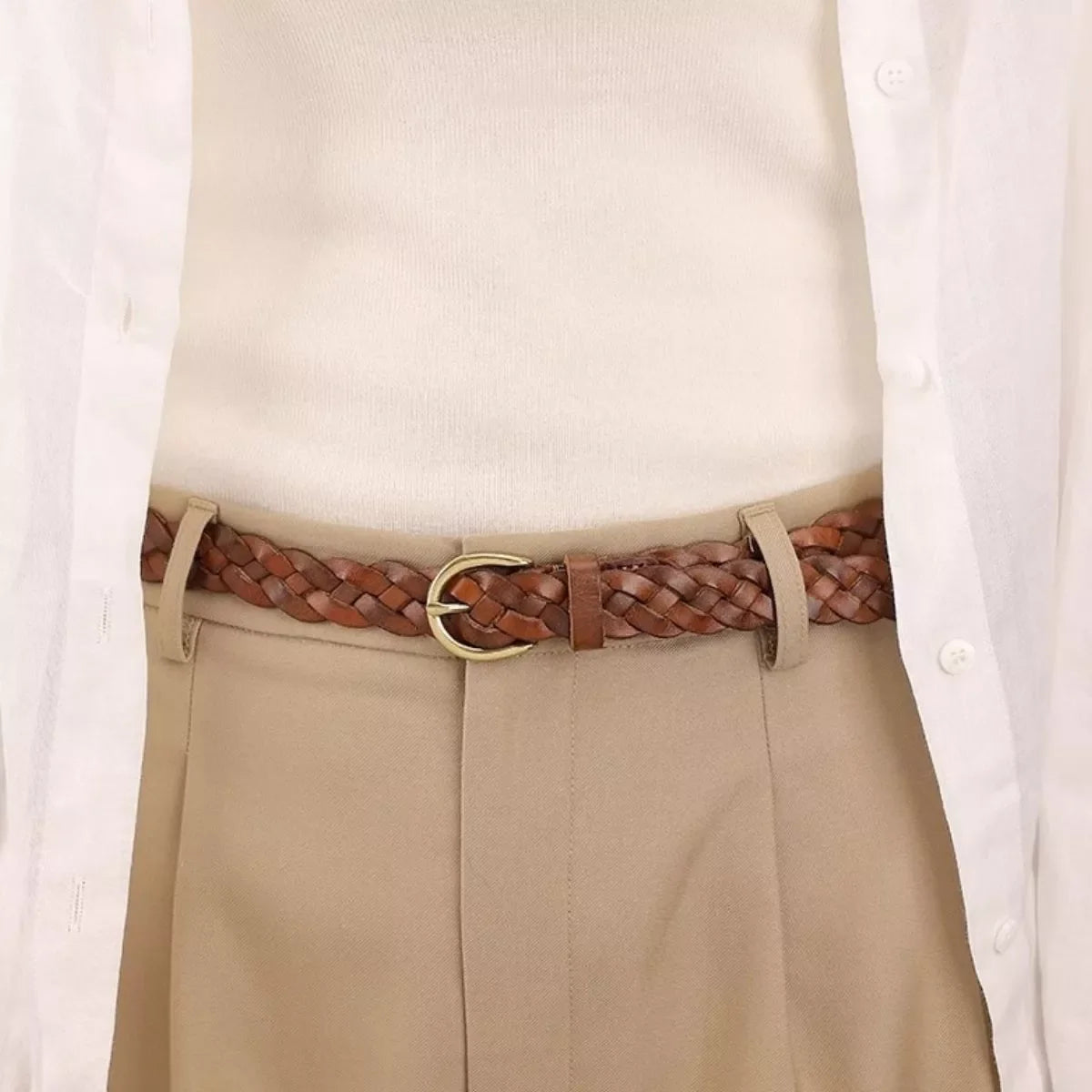 Cowhide Braided Leather Belt