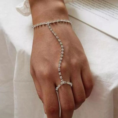 Alloy Rhinestone Bracelet with Ring
