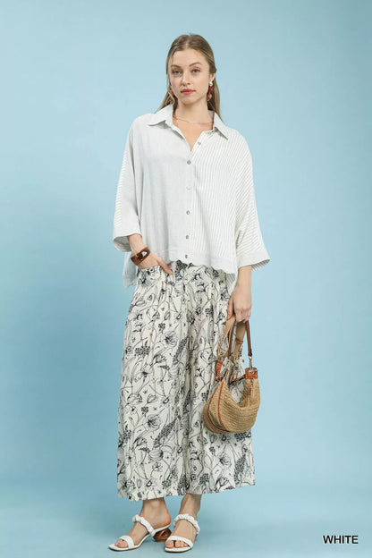 Umgee Oversized Striped Button-Down Shirt