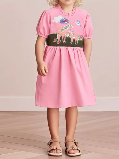 Children's Cartoon Short Sleeve Dress