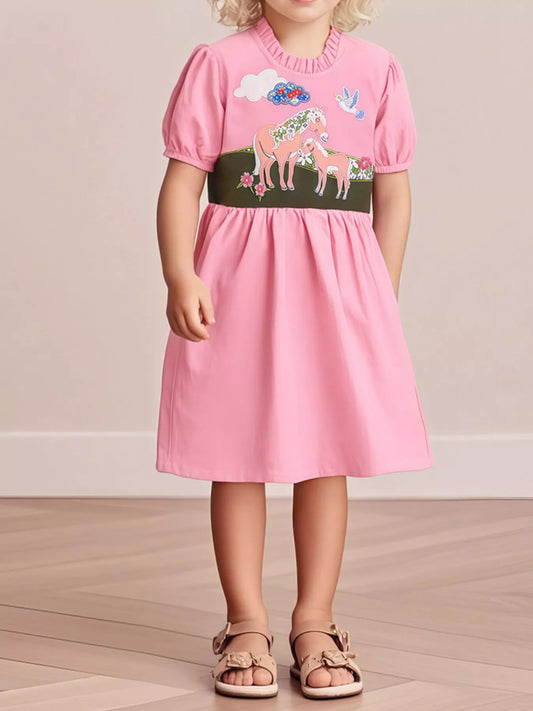 Children's Cartoon Short Sleeve Dress