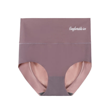 High Waist Ice Silk Seamless Panties Women's Belly Contracting And Hip Lifting