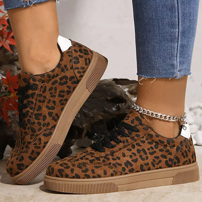 Leopard Lace Up Sneakers