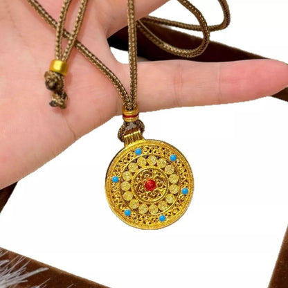 18K Gold-Plated Round Pendant Necklace