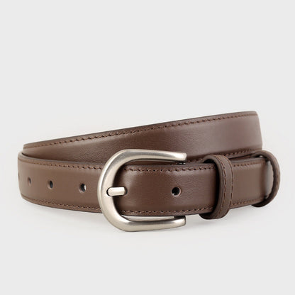 Classic Leather Belt with Silver Buckle