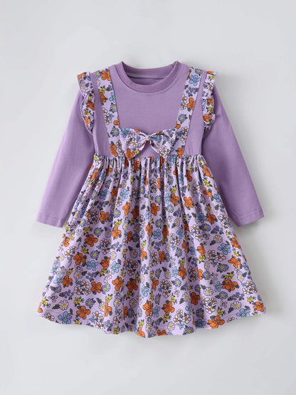 Children's Bow Floral Long Sleeve Dress