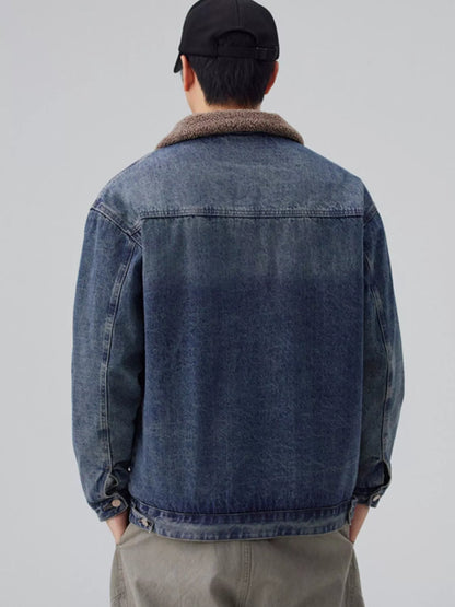 Men's Plus Size Sherpa Collar Zip Up Jacket