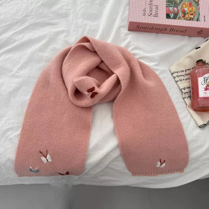 Butterfly Embroidered Knitted Scarf