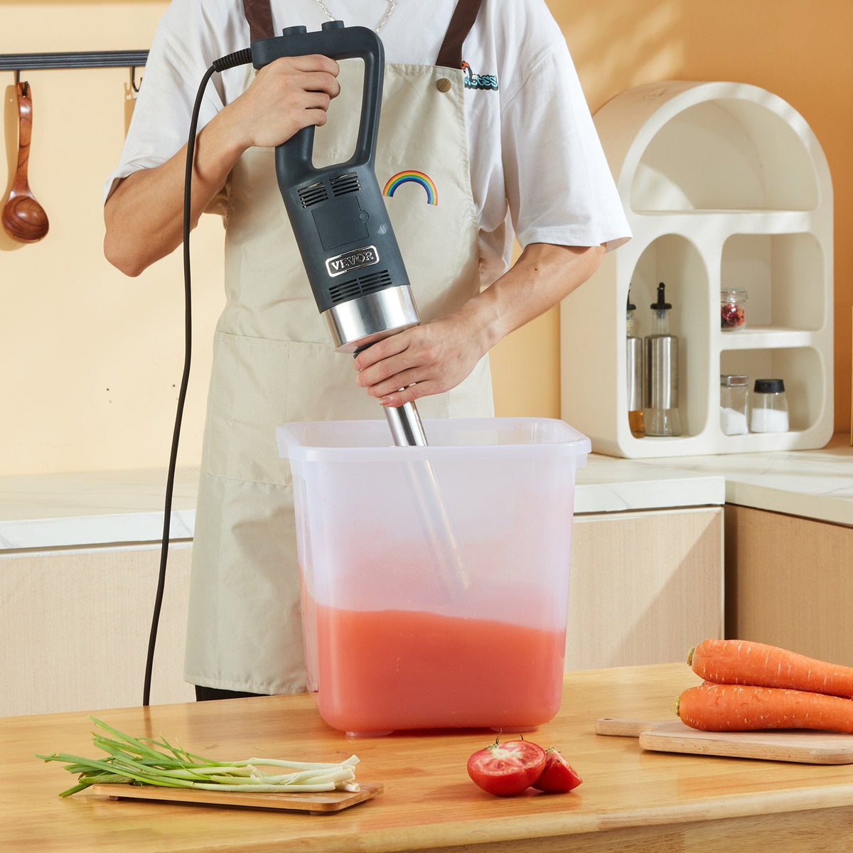 VEVOR Commercial Immersion Blender, 750W 16Heavy Duty Hand Mixer, Variable Speed Kitchen Stick Mixer With 304 Stainless Steel Blade, Multi-Purpose Portable Mixer For Soup, Smoothie, Puree, Baby Food