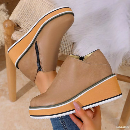 Wedge Ankle Boots with Zipper