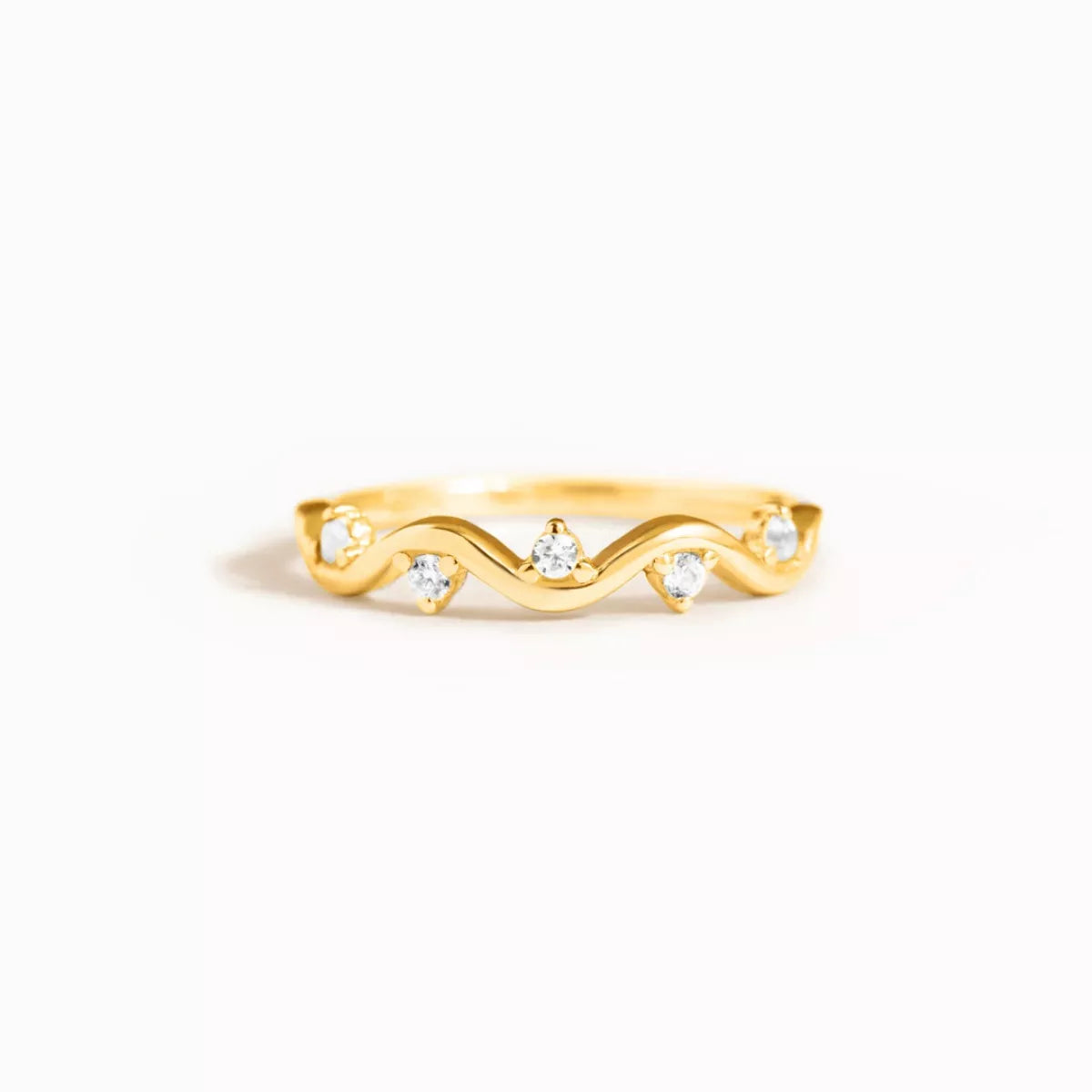 925 Sterling Silver Zircon Wave Ring