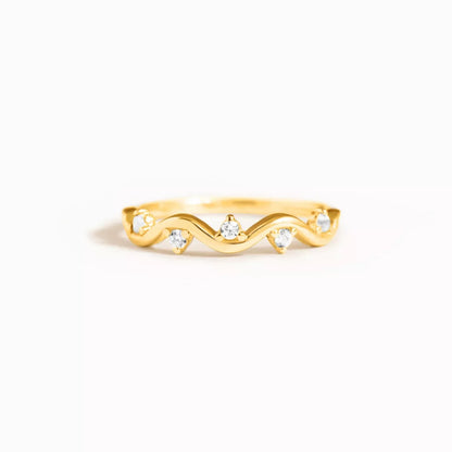 925 Sterling Silver Zircon Wave Ring