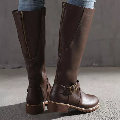 Round Toe Block Heels Boots