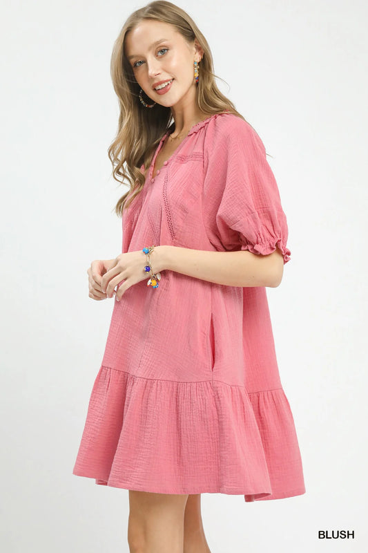 Umgee Cotton Gauze Mini Dress